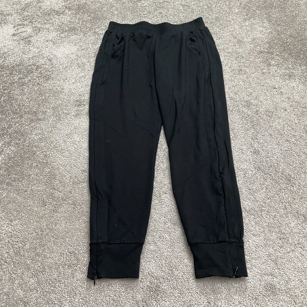 Fabletics Carrigan Jogger Sweatpants Womens Medium Black Ankle Zip Stretch 30x27